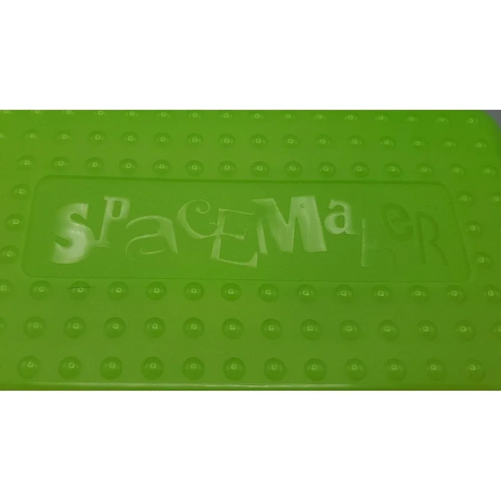 Spacemaker Vintage 1990s Plastic Pencil Case Box Neon‎ Green Top Frosted Bottom